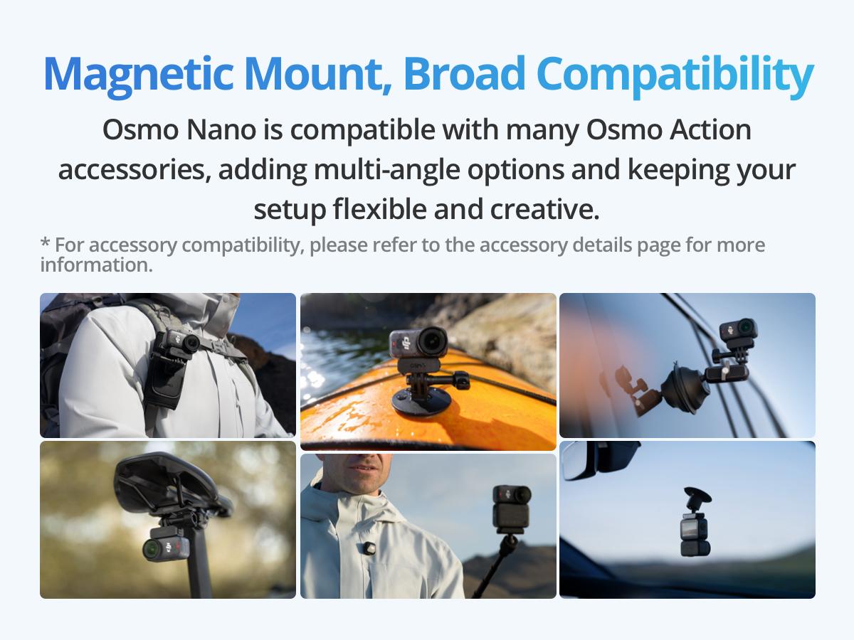 DJI Osmo Nano Standard Combo (64GB) - Small 4K/60fps Vlogging Camera with a 1/1.3″ Sensor, 143° Wide FOV Video, 200-Min Recording, Swift Content Transfer, Magnetic POV Cam 4K for Sports, Vlog