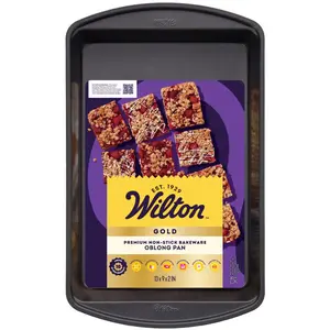 Wilton 6089599 9 x 13 in. Gold Oblong Cake Pan, Black