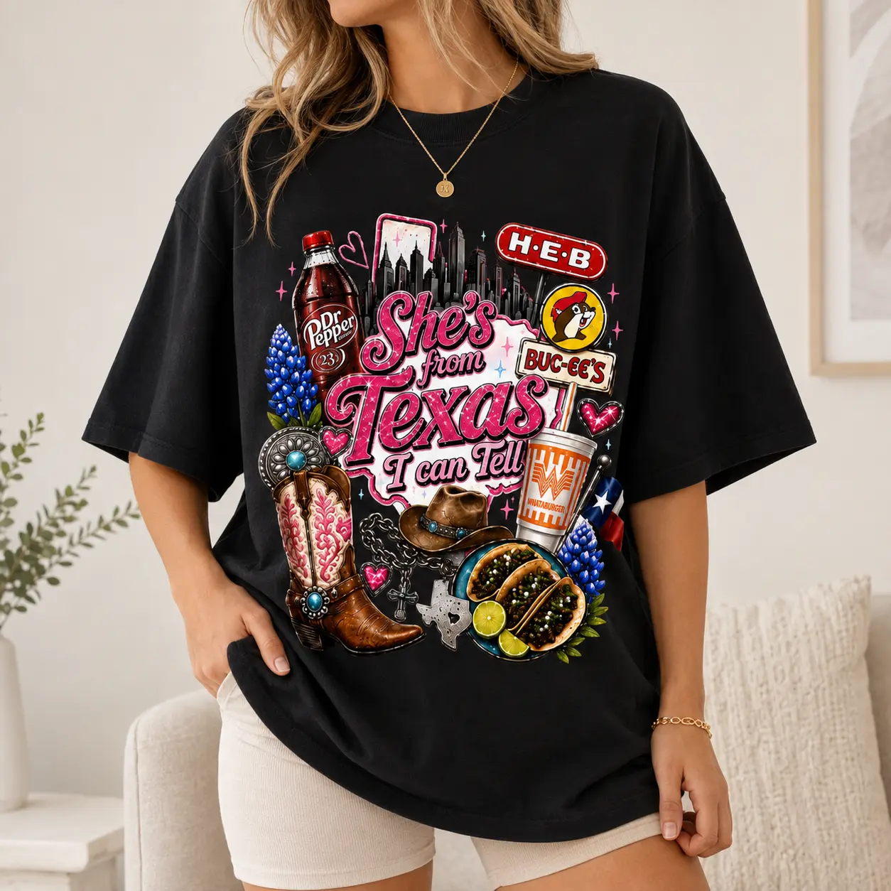 Vintage She's From Texas I Can Tell Big Red Shirt, Retro She's From Texas Western Shirt, Basketball Fan Shirt, Game Day Shirt, Full Colors, Full Sizes S-5XL
