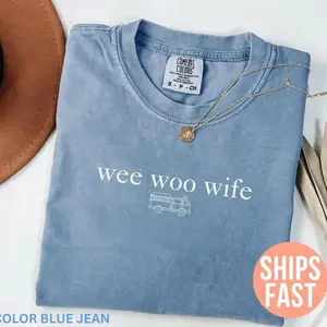 Comfort Colors Firefighter Wife Shirt, Funny Wife Shirt, Fire Fighter Gift, Firefighter Gift, Wee Woo Wife Shirt, Sarcastic Tee For Women - TrendWear USA