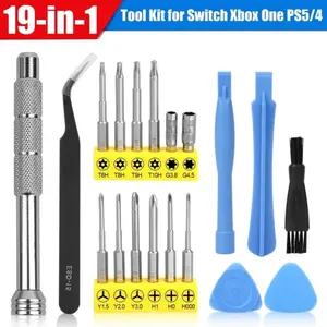 19 in 1 Screwdriver Set for cleaning SSD upgrade Xbox One/Nintendo Switch/PS4/PS5/DS/Wii/GBA Controller and Console, Tri-Wing & Phillips & Torx Security Screwdriver Repair Tools Kit