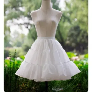 Women Girls Short Crinoline Petticoat  Adult Elastic Waist Underskirt for Wedding Dress Cosplay Big Hem Dress White Skirt
