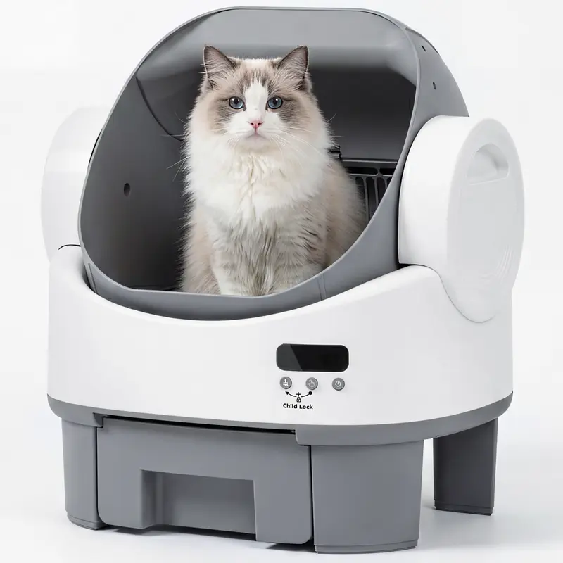 Alifuraha Automatic Self-Cleaning Cat Litter Box - Open-Top Automatic Litter Box, 22in x 20in x 21in Large Capacity, Odor Control, 15-Day Scoop-Free & Travel-Ready, Fits 3.5lbs to 22lbs Cats, No App Required
