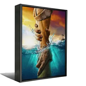 Jesus Christ Canvas Wall Art The Hand of God Jesus Reaching Into Water,Optional Wooden Frame
