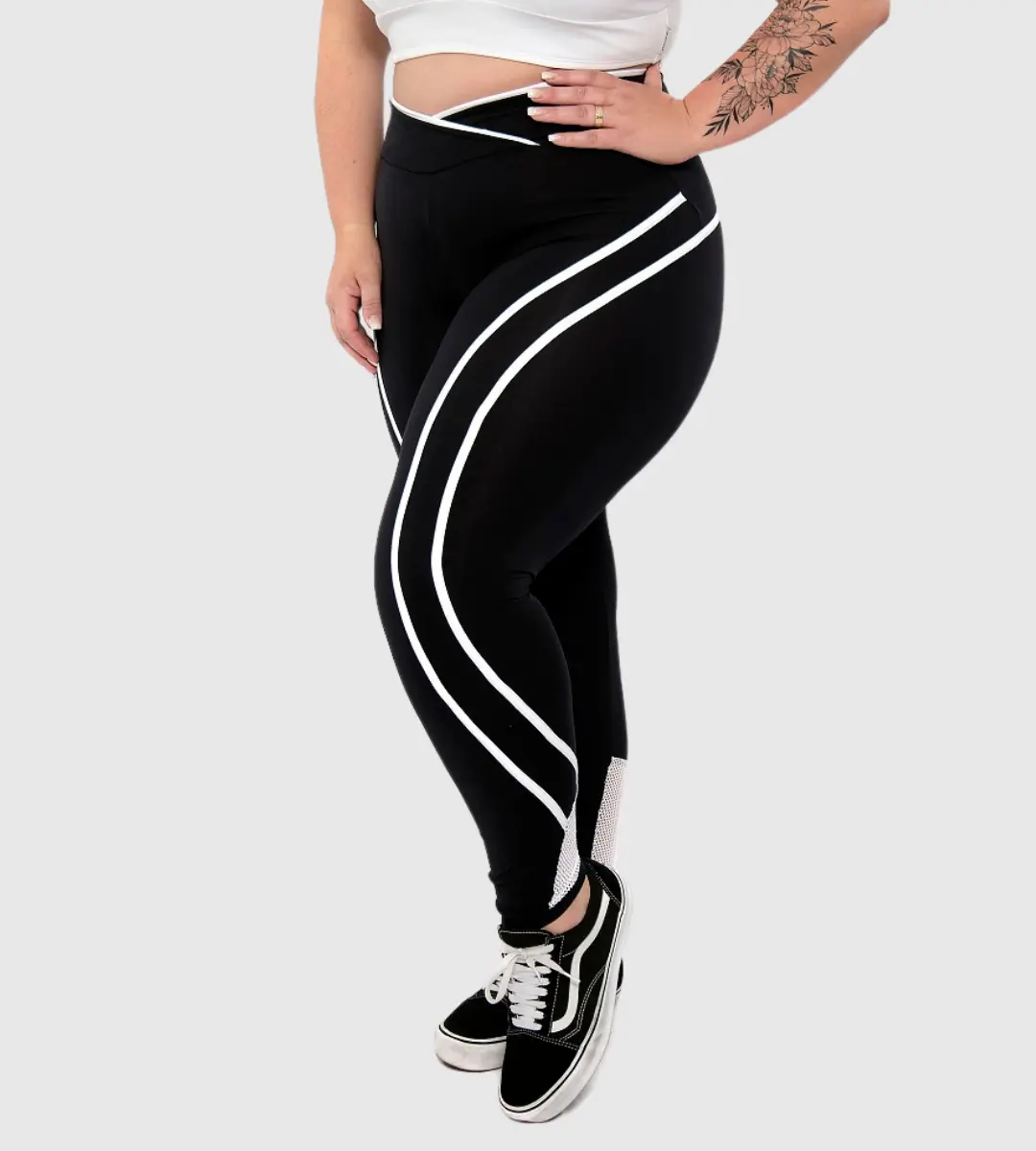 Sculpting Plus Size High-Compression Leggings Black and White Womenswear Bottoms