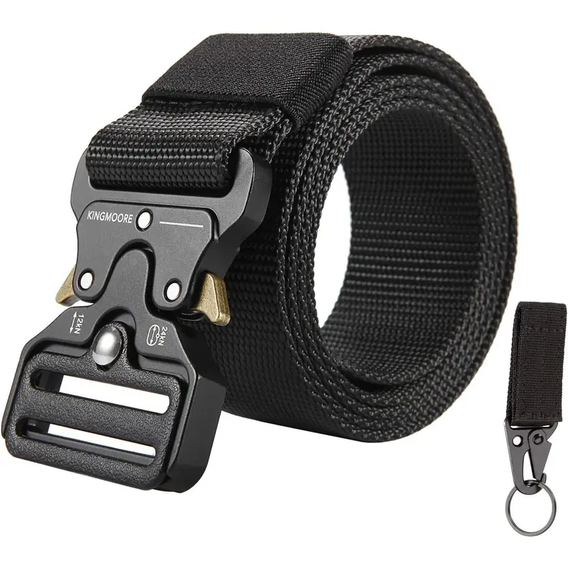 Men's Tactical Belt Heavy Duty Webbing Belt Adjustable Military Style Nylon Belts with Metal Buckle