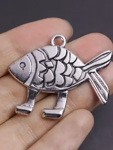3-Piece DIY Jewelry Making Kit, Vintage Fish Pendant Charms, Silver Color Alloy, Fun & Unique Design, for Earrings, Necklaces, Keychains