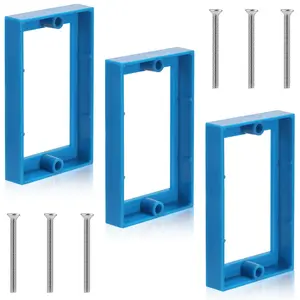3pcs 1/2" Single Gang Receptacle Outlet Extenders with 6 Screws - Junction Box Extension Accessories for Electric Box and Outlet Switches (Blue)