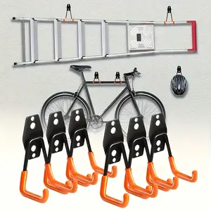 3/6Pcs Heavy Duty Garage Organizer Utility Hooks Industrial Steel Wall Mount Storage Hangers for Tools Bikes Ladders Garden Equipment