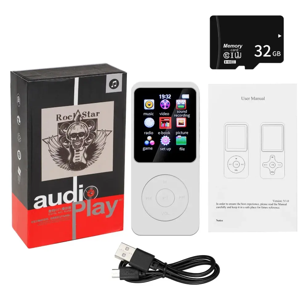 mp3 player music  movies  ebooks MP3 Player Portable Music Player Bluetooth 5.4 Music Stereo Player 1.8 inch Screen Support FM Radio E-Book Recording Mini Memory Audio Card