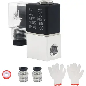 Electric Solenoid Valve 1/4 Inch NPT 24V DC Air Valve 2V025-08 Junction Box 2 Position 2 Way Normally Closed Solenoid Valve for Water Air Gas Fuel Oil