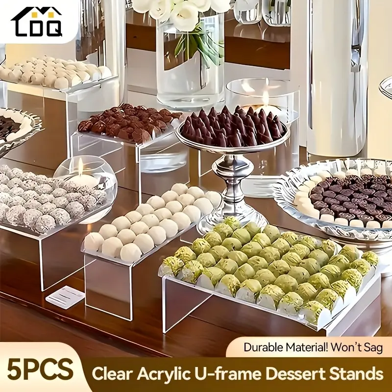 Acrylic Display Stands - Multi-Tier Transparent Stylish Organizer for Cosmetics, Jewelry, Desserts & Perfume - Durable Clear Acrylic Riser Stands for Home Decor, Office & Holiday Retail Store Displays, Beauty Shop Gifts, Sleek Design, Polished Finish