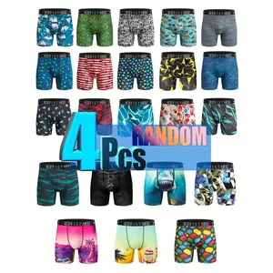 KJFISTMU 4-Pack Beach Boxer Briefs - Quick-Dry Breathable Shorts With Tropical Prints (Spring Break Swim Underwear For Men) Ultra-Comfy Stretch Fabric underwear spor Socks