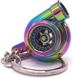 Turbo Keychain Metal Spinning Turbocharger Automotive Mini Car Part Keychain Key Ring