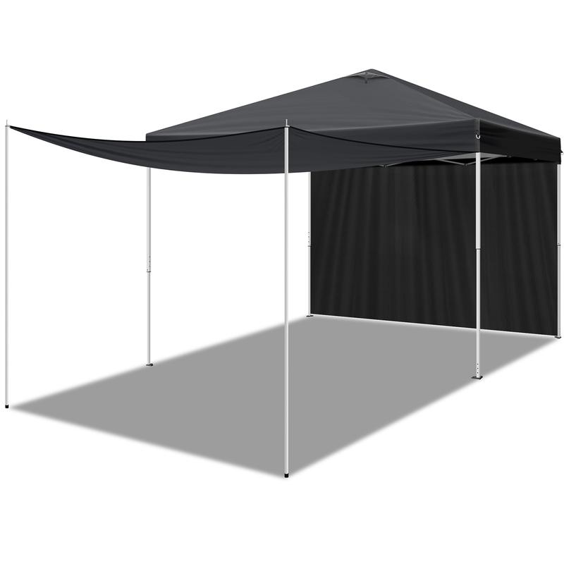 10x10FT pop up Canopy Tent with 2 sidewalls, Outdoor Canopy Tent,Adjustable Dual Awnings & Carry Bag