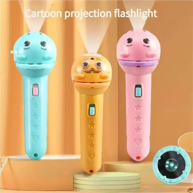 【Summer Sale Deals】Home Kids Projector for Early Learning | Intelligent Cartoon Projector with 3 Slide Films | Bedtime Story & Educational Flashlight | Decorative Night Light for Children | Festival & Birthday Gift