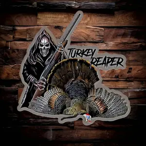 Turkey Reaper Wild Turkey hunting sticker, Laptop Water Bottle Decal Sticker