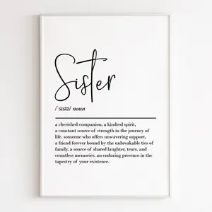Sister Definition, Print Wall Art, Sister Gifts, Birthday Gifts For Her, Quote Print, Sister Print, Big Sister Gift Poster No Frame