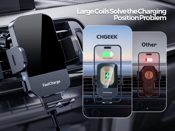 2-Pack Wireless Car Charger, CHGeek 15W Auto-Clamping Car Mount for Cellphone Charging, Mobile Phone Holder, Smartphone Mount, Tablet Mount, Adjustable Car Charger, Electronic Phone Stand, Perfect Christmas Gift.