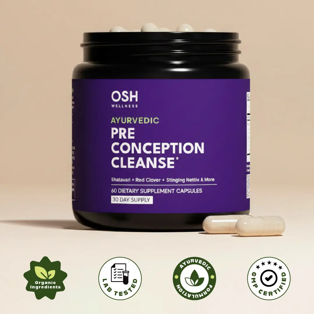 Ayurvedic Uterus Cleanse & Conception Support | For Irregular Periods, PCOS, Fibroids, and Post Birth-Control Detox | Vegan Organic Fertility Supplement - 60 Capsules | by Osh Wellness
