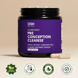 Ayurvedic Ovarian Support & Uterus Cleanse | For Irregular Periods, PCOS, Miscarriage, and Post Birth-Control Detox | Vegan Organic Fertility Supplement - 60 Capsules | by Osh Wellness