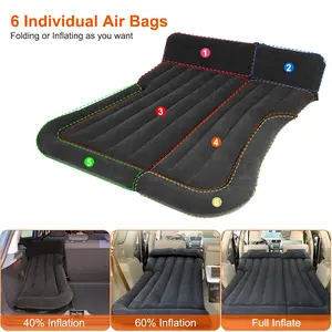 SUV Air Mattress, Car Rear Seat Camping Bed, Inflatable Sleeping Mat with Pump, Camping Road Trip Truck Jeep Travel Bed, Camping, Travel, Beach (Black)