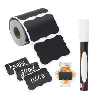 Chalkboard Labels-180pcs Waterproof Reusable Blackboard Stickers with 1 Liquid Chalk Marker for Mason Jars, Parties Decoration, Craft Rooms, Weddings, Storage, Organize Your Home & Kitchen