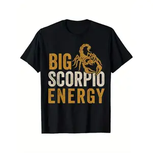 Scorpio Zodiac Energy Vintage Style Fun T Shirt 100 Percent Cotton Short Sleeve Crew Neck Graphic Shirt for Men and Women Ideal Gift for Parents and Best Friends Black 180g Single Sided Printing Cool T Shirt