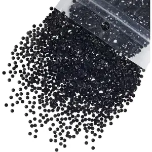 5300PCS 3mm Small Solid Black Resin Rhinestones Bulk for Bedazzling Crafting SS10 Pure Black Flat Back Jelly Stones Non-Hotfix Diamonds Gems Charms for Nails Face Eyes Makeup DIY Beauty Crafts