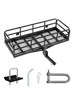 VEVOR 60" x 24" x 14", Summervibes,Summervibes, Hitch Cargo Carrier, 500 lbs Capacity Hitch Cargo Carrier with Anti-Rattle Hitch Stabilizer, Folding Hitch Mount Cargo Carrier with Pins and Latches, Fit for SUVs/Pickup Trucks