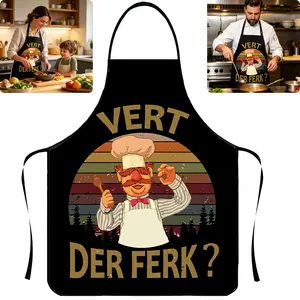 Modern Anti-Stain Character Graphic Apron, Colorful Decorative Apron, Oil-Resistant Thick Polyester Cotton, Adjustable Neck Strap, Machine Washable, Ideal for Cooking & Baking, Great for Couples Gifts, Anti Stain Aprons