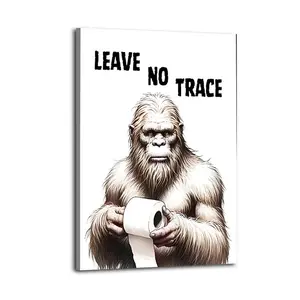 OneSasquatch And Toilet Paper Canvas Art - Simple Bathroom Decor,  FunDecorative Posters,Stylish and Creative Wall Decorations, Suitable for Bedrooms, Offices, Apartments, Dormitories, Etc,Art Prints. holiday  poster Vibrant Black Cat Brushing high-qualit