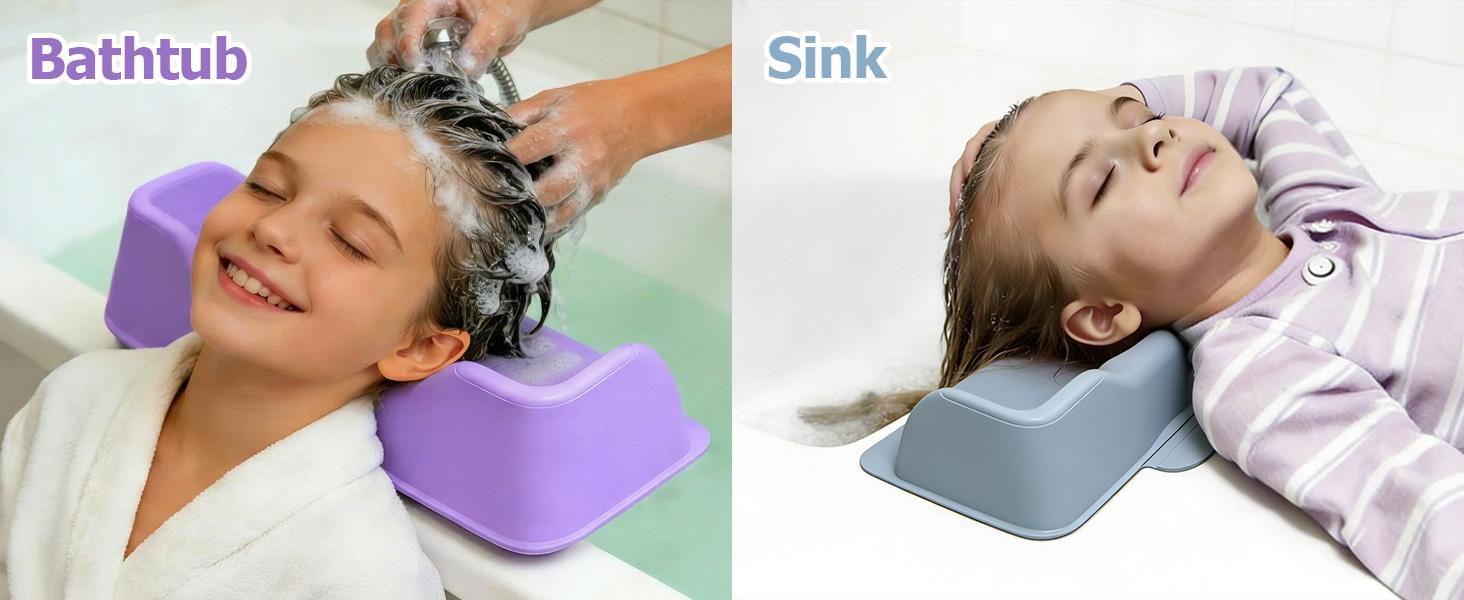 Shampoo Bowl, Hair Station for Kids and Elderly with Rinse Cup & Scalp Massager, Hair for Sink or at Home with Neck