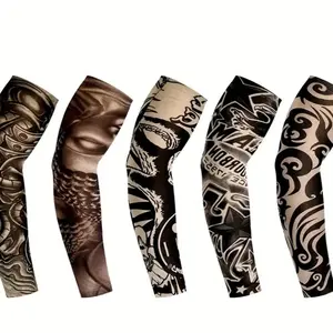 5pcs Tattoo Arm Sleeves, Cool Body Arts Fake Temporary Tattoo For Men And Women, Tattoo Sleeves Protection For Outdoor Activities And Parties