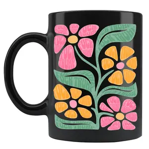 Subtle FDT Trump Flower Coffee Mug, Anti Trump Floral Cup Gift for Democrat, I Hate Trump Progressive Liberal Flower Ceramic Drinkware Washable