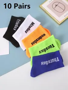 Men's Weekday Crew Socks, 10 Pairs Breathable Lightweight Casual Socks, Perfect for Daily Wear, Comfortable and Stylish Footwear