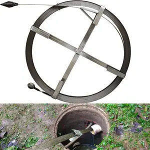 Heavy Duty Sewer Drain Snake for Outdoor,Manual,Flat,Length 15m/49.2ft,Width 2.5cm/1inch,Thickness 2.5mm/0.1inch,Manganese Steel,Sewer Plumbing Snake Tool