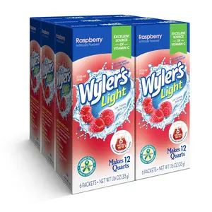 Wyler’s Light Raspberry Drink Mix Pitcher Packs, Sugar Free Water Flavor Packets, 6 Boxes, 36 Total Pitcher Sticks for Refreshing Drinks