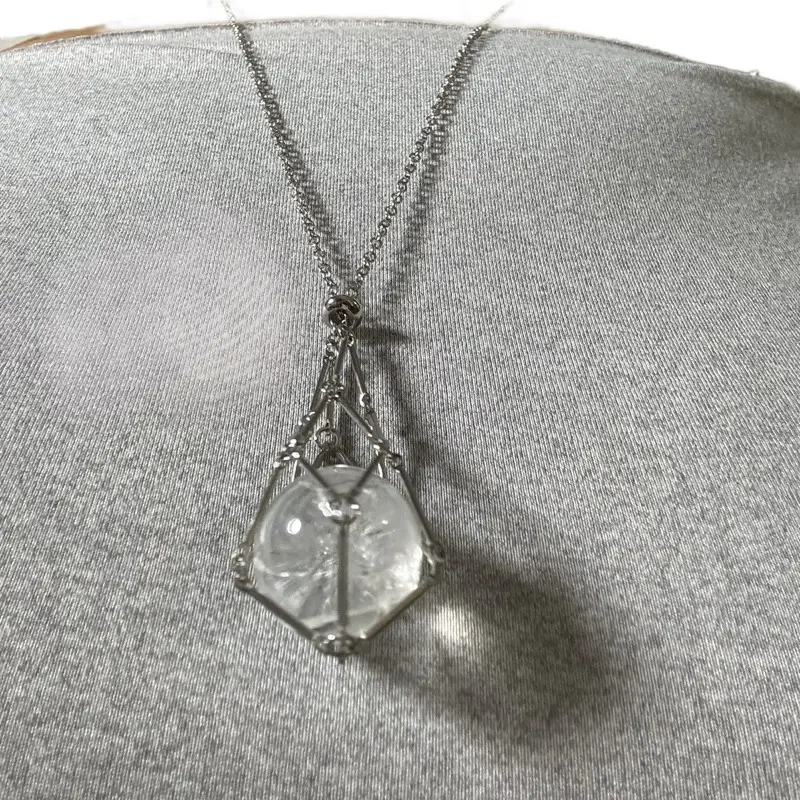 Elegant Silver & Gold Mesh Cage Holder Necklace for Spheres Towers Crystal Store Energy Healing Versatile Materials 