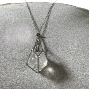 Elegant Silver & Gold Mesh Cage Holder Necklace for Spheres Towers Crystal Store Energy Healing Versatile Materials 