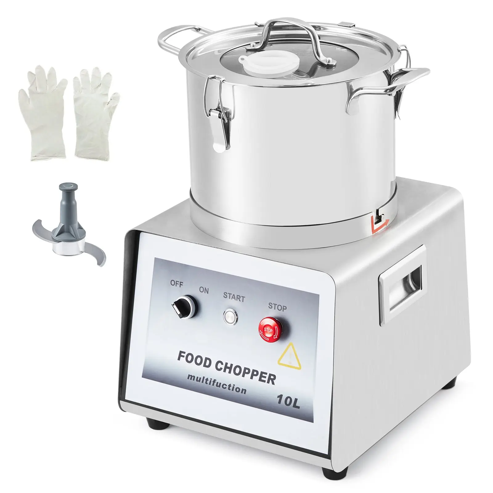 【GARVEE】Commercial Food Processors with Stainless Steel Body & Blades, available in 1100W (42 Cup), 550W (21 Cup), and 1400W (63 Cup) models, featuring multi-functional electric vegetable chopper, meat grinder, gloves, and brush, 110V