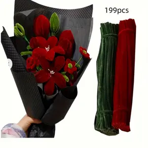 210pcs twist stick materials, including 10 flower stems, suitable for DIY flower decor crafts such as Valentine's Day and weddings (not finished products)