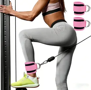 Extra Comfort Padded Ankle Strap for Gym - Soft Pink Cable Machine Attachment for Heavy Leg Workouts, Adjustable & No-Slip Design (Strap Only)