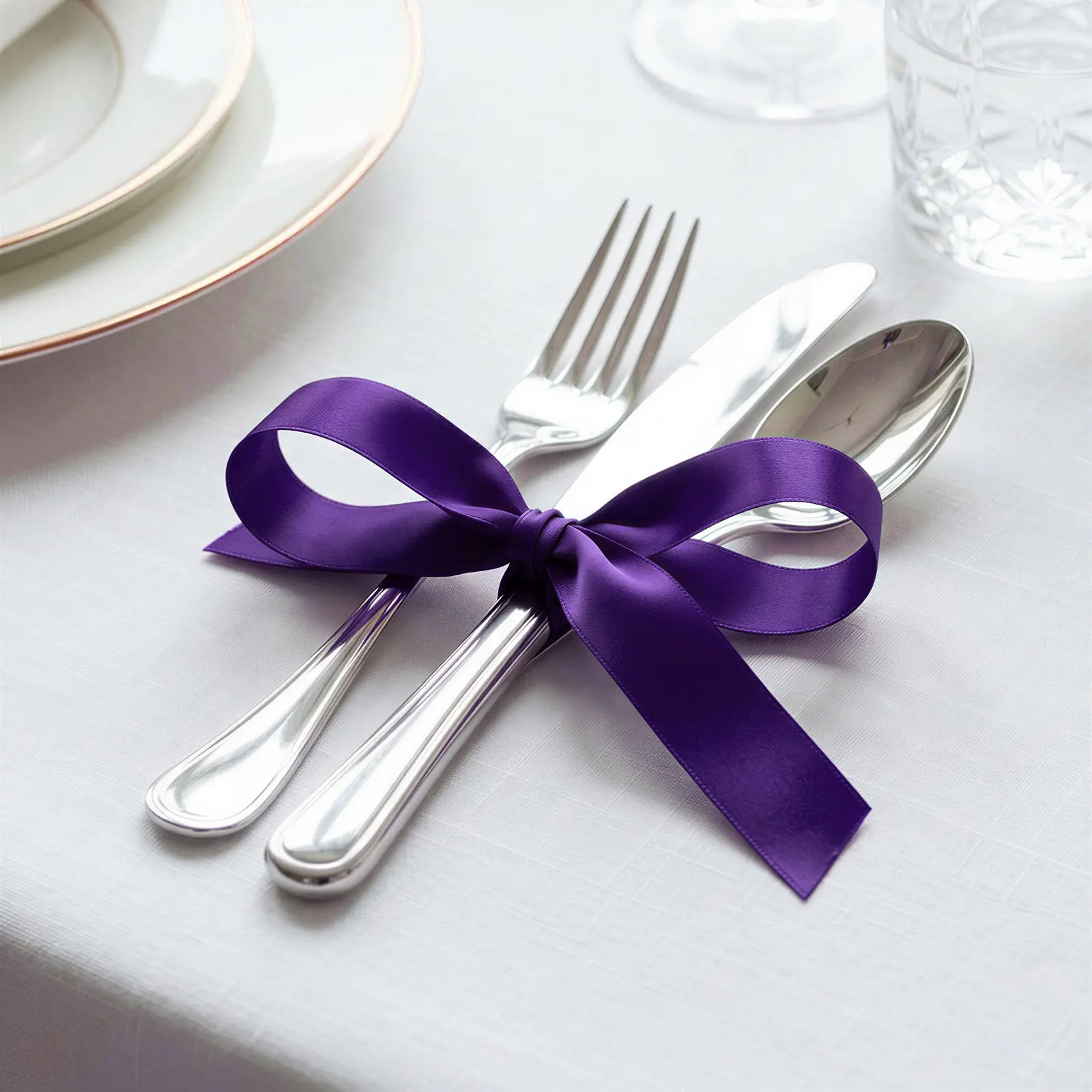 Single Face Satin Ribbon Roll Purple 1" x 100 Yards Decorative Craft Ribbon