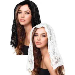 2 Pcs Catholic Mantilla Veil for Church The First Communion Lace Veils Long Wedding Veils for Bridal Women