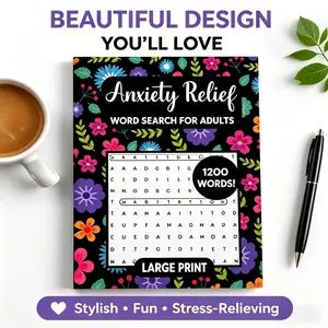 Word Search Notebook - Word Search Game for Adults - 1200 Words - Large Print - Beautiful Design - Fashionable - Fun - Stress Relief Activity Book steno pad