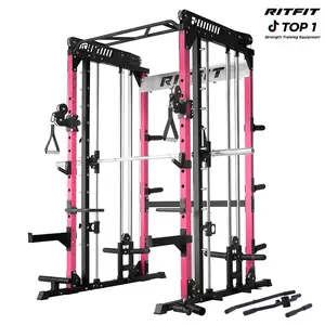 RITFIT Pink M1 Pro/2.0 Multifunctional Smith Machine - At Home Gym Equipment with Cable Crossover System, Squat Rack, Adjustable Strength Training Gear, Home Exercise Station, Home Exercise Equipment,summerwins