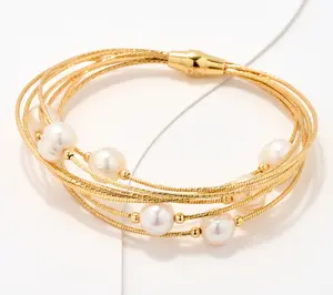 Honora Cultured Pearl Multi Strand Magnetic Bracelet, Sterling
