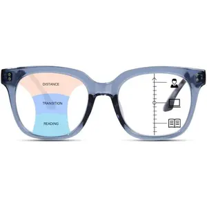 Progressive Multifocus Reading Glasses for Women Men Oversized Anti Blue Light Blocking Readers Square Eyeglasses