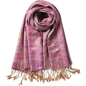 Pashmina Feel Shawls Wraps for Women Rave Scarf Soft Silky Reversible Men Scarves